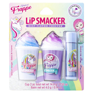 Lip Smacker Magical Frappe Collection 3 Pack Beverage Lip Balm- Unicorn & Mermaid Unicorn Delight/Mermaid Magic
