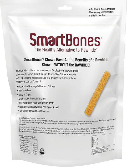 Smartbones Churro-Style Sticks 14 Count, Made With Real Chicken, Rawhide-Free Chews For Dogs