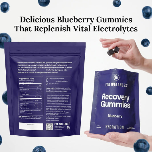 For Wellness Blueberry Recovery Gummies™ Hydration (30 Gummies) – Gummies That Replenish Vital Electrolytes, Support Muscle Recovery & Boost Energy