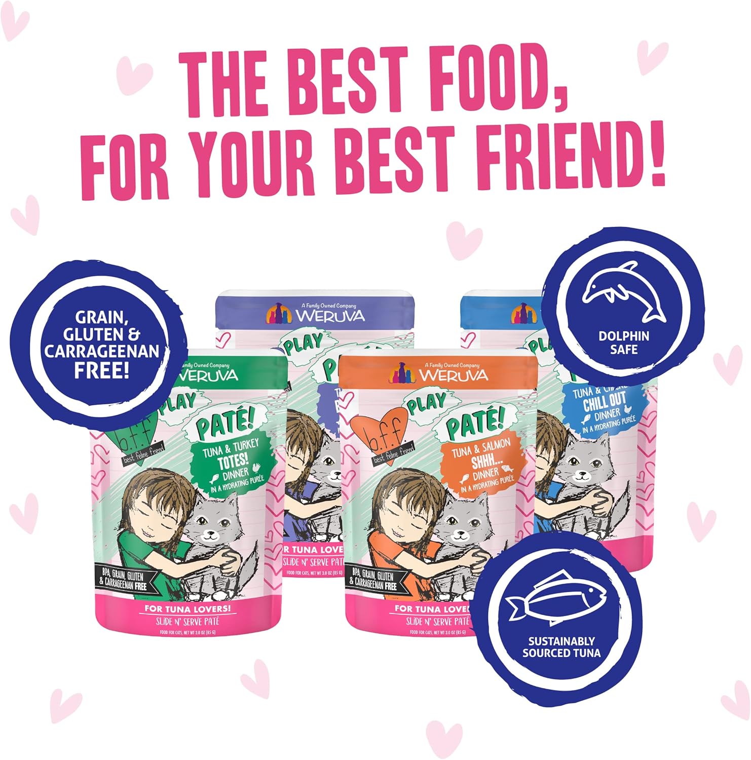 Weruva B.F.F. PLAY - Best Feline Friend Paté Lovers, Aw Yeah!, Paté Partay! Variety Pack, 3oz Pouch (Pack of 12) : Pet Supplies