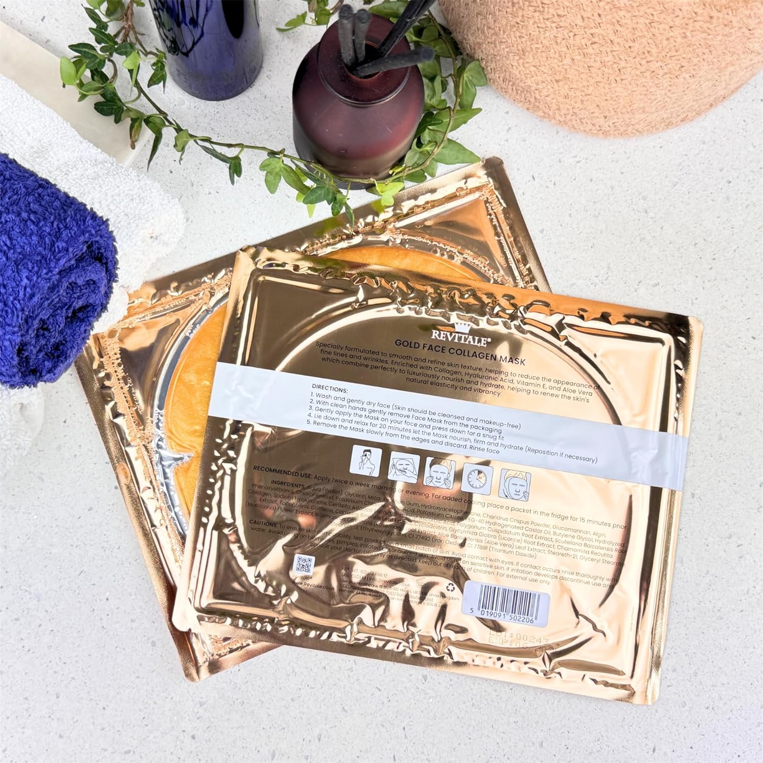 Revitale 24K Gold Face Mask (3 Pack) - Hydrating & Nourishing Sheet with Collagen and Natural Extracts for Radiant, Moisturised Skin : Amazon.co.uk: Beauty
