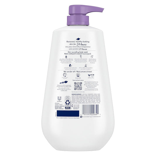 Dove Body Wash With Pump Relaxing Lavender Oil & Chamomile 3 Count For Renewed, Healthy-Looking Skin Gentle Skin Cleanser With 24Hr Renewing Micromoisture 30.6 Oz