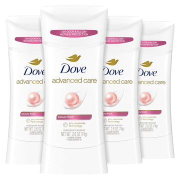 Dove Advanced Care Antiperspirant Deodorant Stick Beauty Finish 4 Count For Helping Your Skin Barrier Repair After Shaving 2.6 Oz