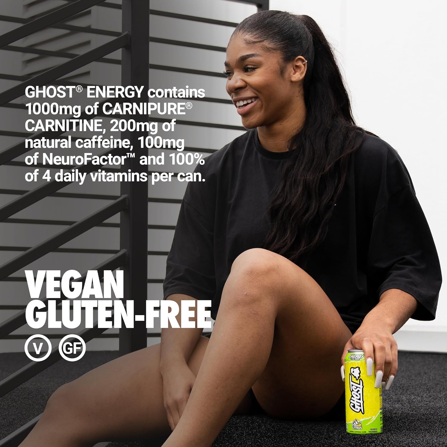 Ghost Energy Drink - 12-Pack, Citrus, 16Oz Cans - Energy & Focus & No Artificial Colors - 200Mg Of Natural Caffeine, L-Carnitine & Taurine - Gluten-Free & Vegan