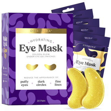 Dermora Wedding-Themed Eye Mask (20 Pairs), Golden Under Eye Patches - Rejuvenating Treatment For Dark Circles, Puffy Eyes, Refreshing, Revitalizing, Travel, Wrinkles