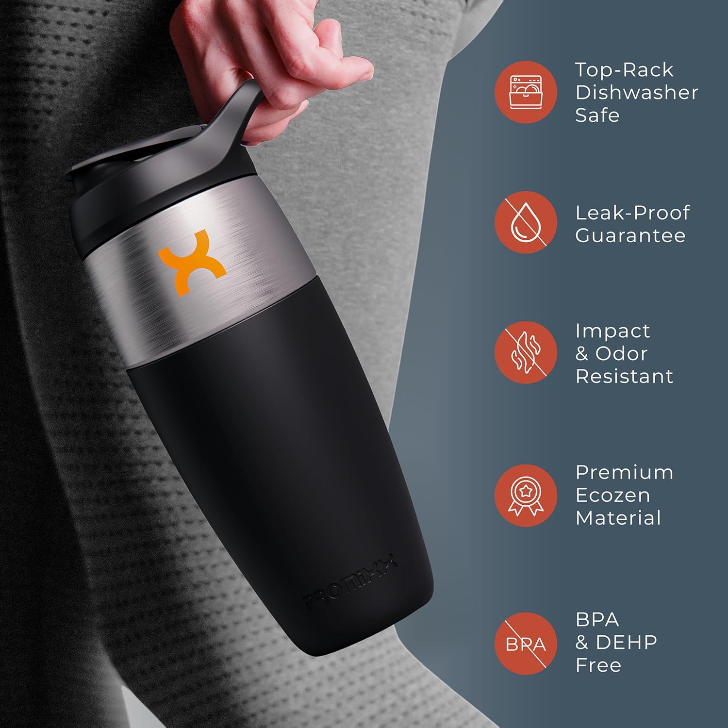 Promixx Pursuit Shaker Bottle - Single-Wall Stainless Steel Protein Shaker Bottle, Super Smooth Shakes, 32Oz, Mulberry : Health & Household
