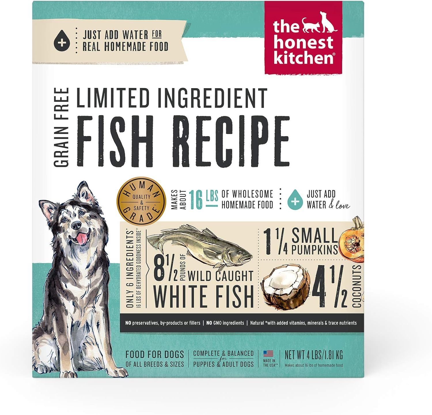 The Honest Kitchen Dehydrated Limited Ingredient Fish Dog Food, 4 Lb Box