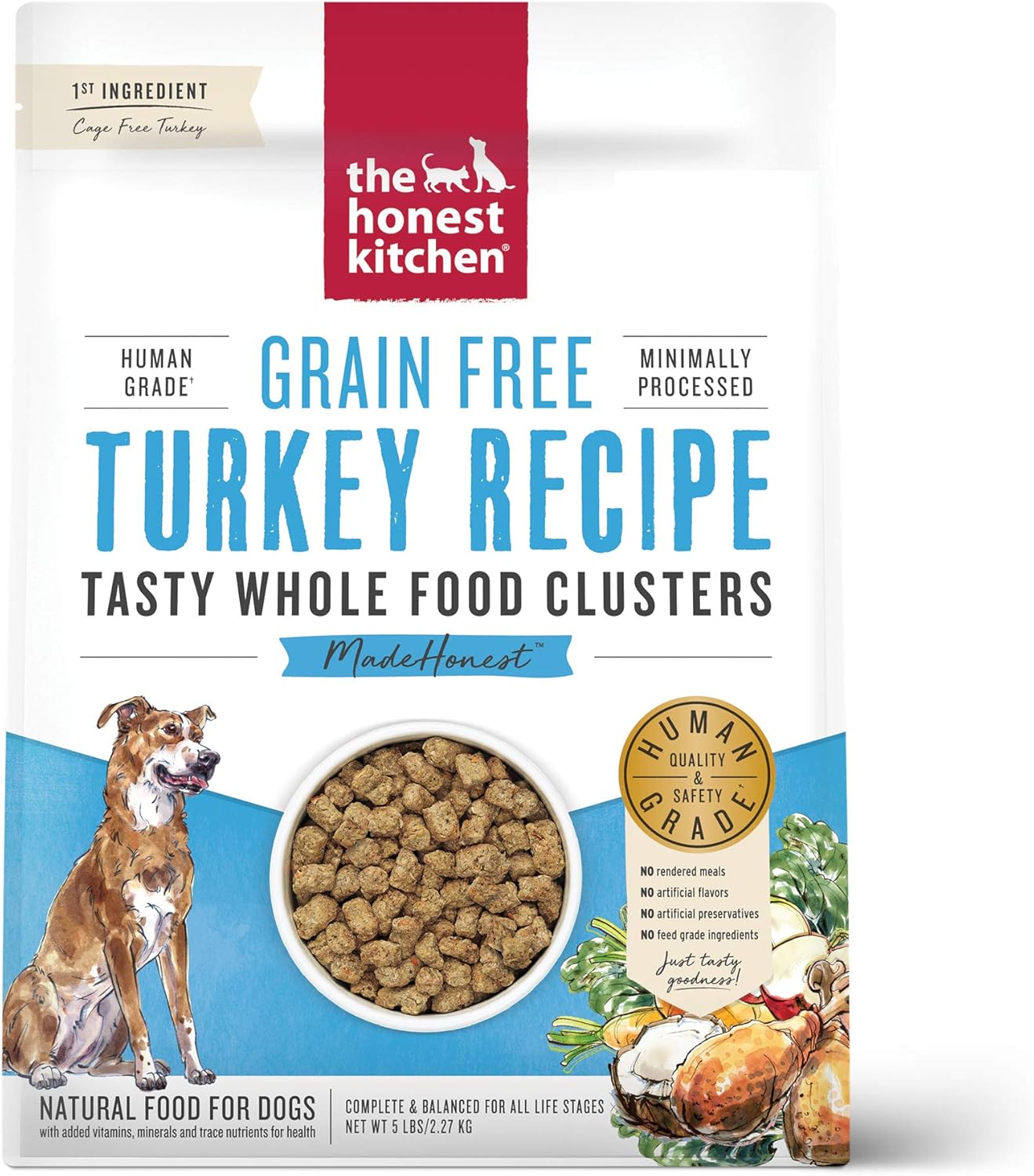 The Honest Kitchen Whole Food Clusters Human Grade Dry Dog Food - Grain Free Turkey 5 Lbs