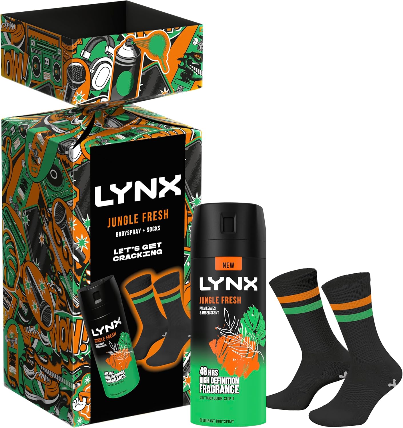 Lynx Jungle Fresh Deodorant Gift Set Body Spray + Socks Perfect Gifts For Him 1 Piece