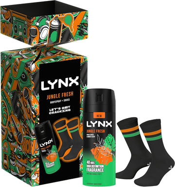 Lynx Jungle Fresh Deodorant Gift Set Body Spray + Socks Perfect Gifts For Him 1 Piece