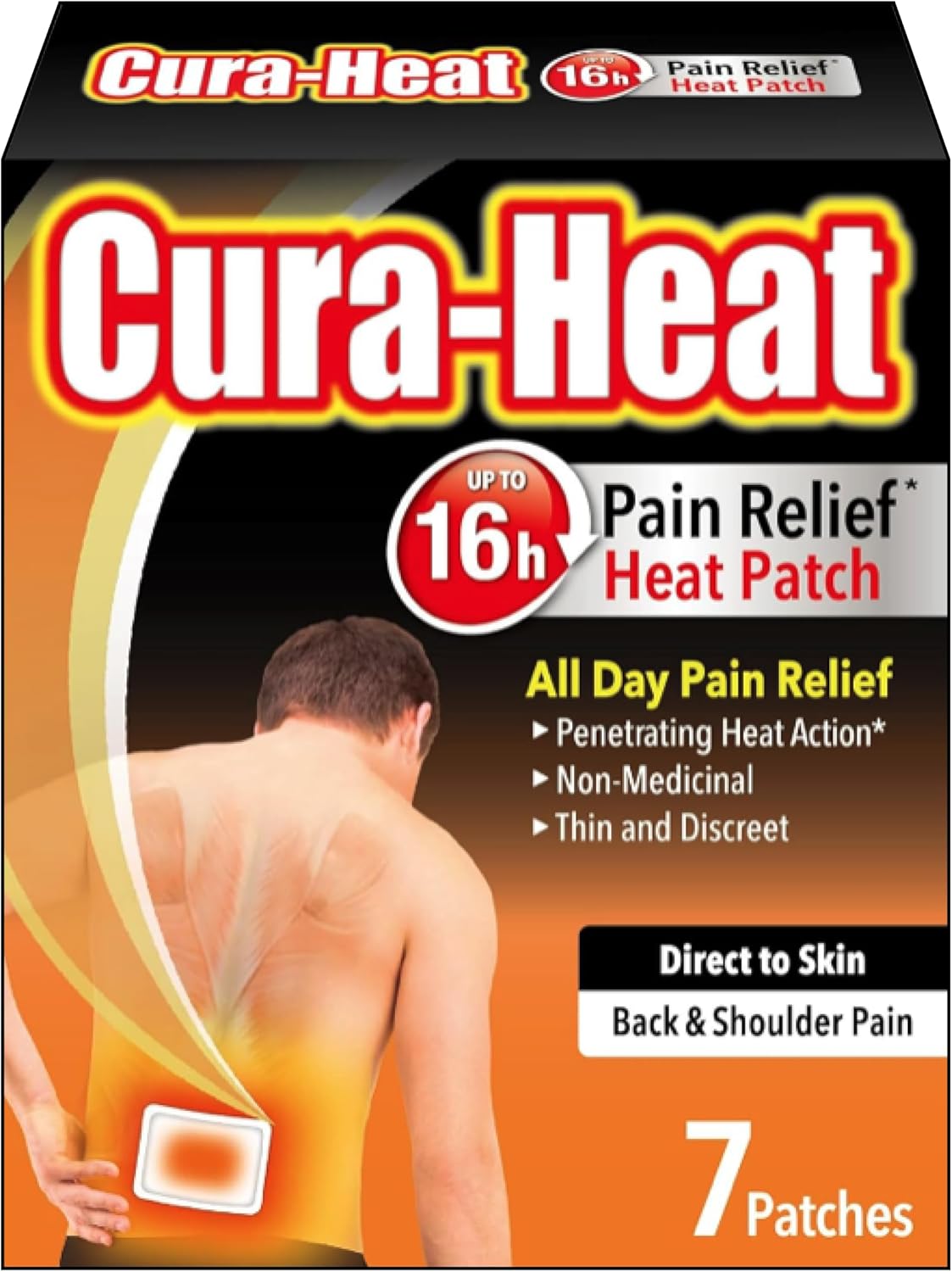 Cura-Heat Back & Shoulder Pain Direct To Skin 7 Patches (Pack Of 2)