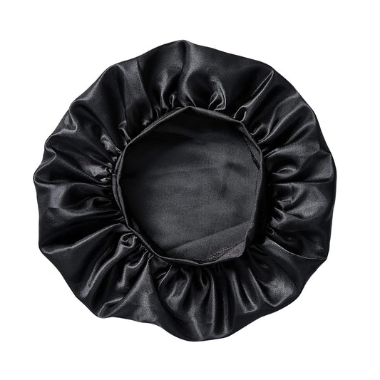 Red By Kiss Kids Satin Bonnet With Wide Band, Sleep Cap For Kids, Bonnet For Boys And Girls (Black)