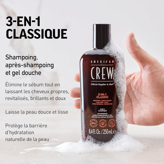 American Crew Shampoo, Conditioner & Body Wash For Men, 3-In-1, 33.8 Fl Oz