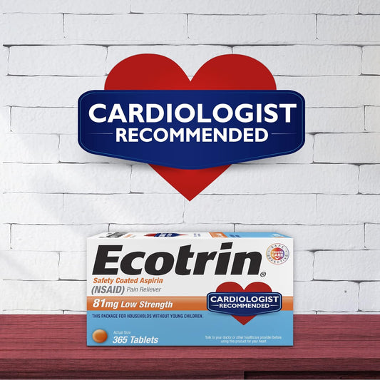 Ecotrin Low Strength Safety Coated Aspirin, NSAID 81mg, 45 count (6 Pa
