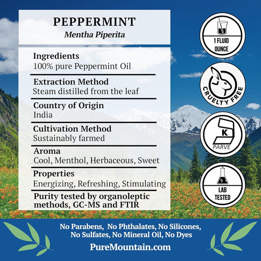 Peppermint Essential Oil - Full 1 Oz (30 Ml) Bottle - Pure Natural & Kosher Certified Mentha Piperita