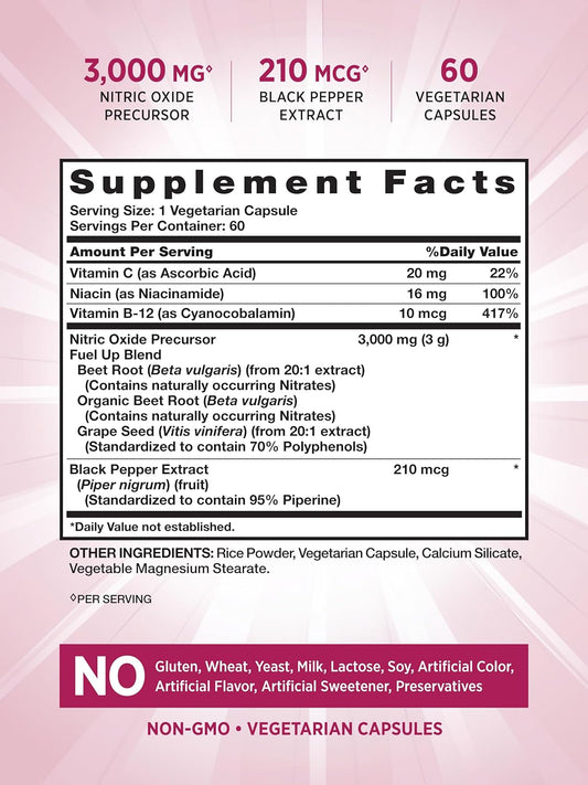 Nature'S Truth Beet Root Capsules | 60 Count | Nitric Oxide Supplement For Men And Women | Vegan, Non-Gmo And Gluten Free Pre-Workout