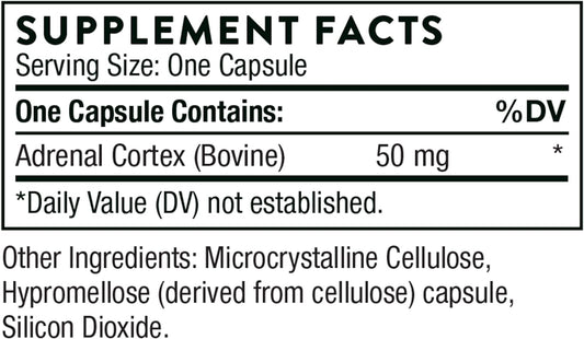 Thorne Adrenal Cortex - Bovine Adrenal Cortex Supplement For Cortisol Management - Support Healthy Adrenal Gland Function, Immune System, Stress Management, Fatigue, And Metabolism - 60 Capsules