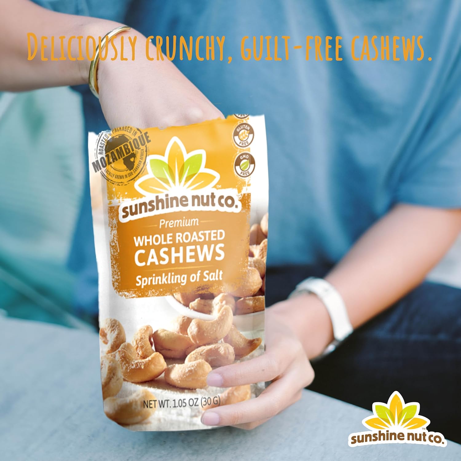 Sunshine Nut Company Whole Roasted Lightly Salted Cashews, Sprinkling Of Salt Flavor, 12-Pack, 1.05 Oz., Gluten Free, Peanut Free And Vegan Individual Snack Packs For Kids And Adults, Gmo Free : Grocery & Gourmet Food