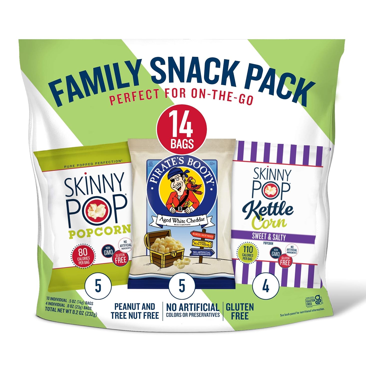 Skinnypop Family Snack Pack Original And Kettle, Pb Aged White Cheddar (Pack Of 14)