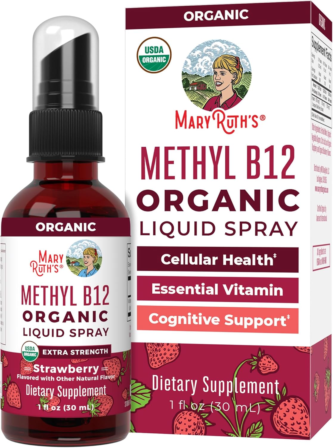 Vitamin B12 Spray | Usda Organic Vitamin B12 Liquid Spray | B12 Vitamin Supplement Liquid For Nervous System Function | Liquid Vitamin B12 For Energy Support | Vegan | Non-Gmo | Gluten Free | 1 Fl Oz