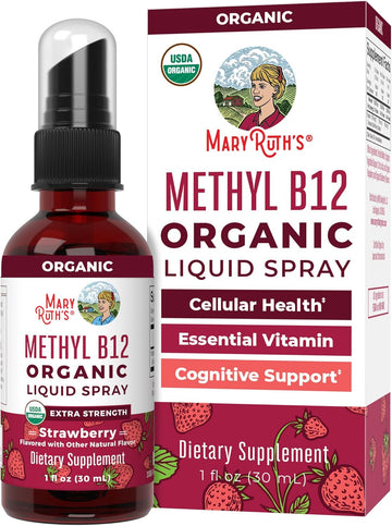 Vitamin B12 Spray | Usda Organic Vitamin B12 Liquid Spray | B12 Vitamin Supplement Liquid For Nervous System Function | Liquid Vitamin B12 For Energy Support | Vegan | Non-Gmo | Gluten Free | 1 Fl Oz