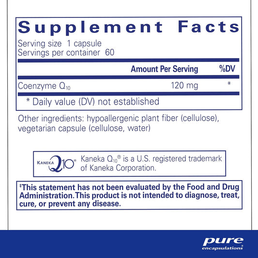 Pure Encapsulations Coq10 120 Mg - Coenzyme Q10 Supplement For Heart Health, Energy, Antioxidants, Brain & Memory Health - Cellular Health, Cognition & Cardiovascular Support