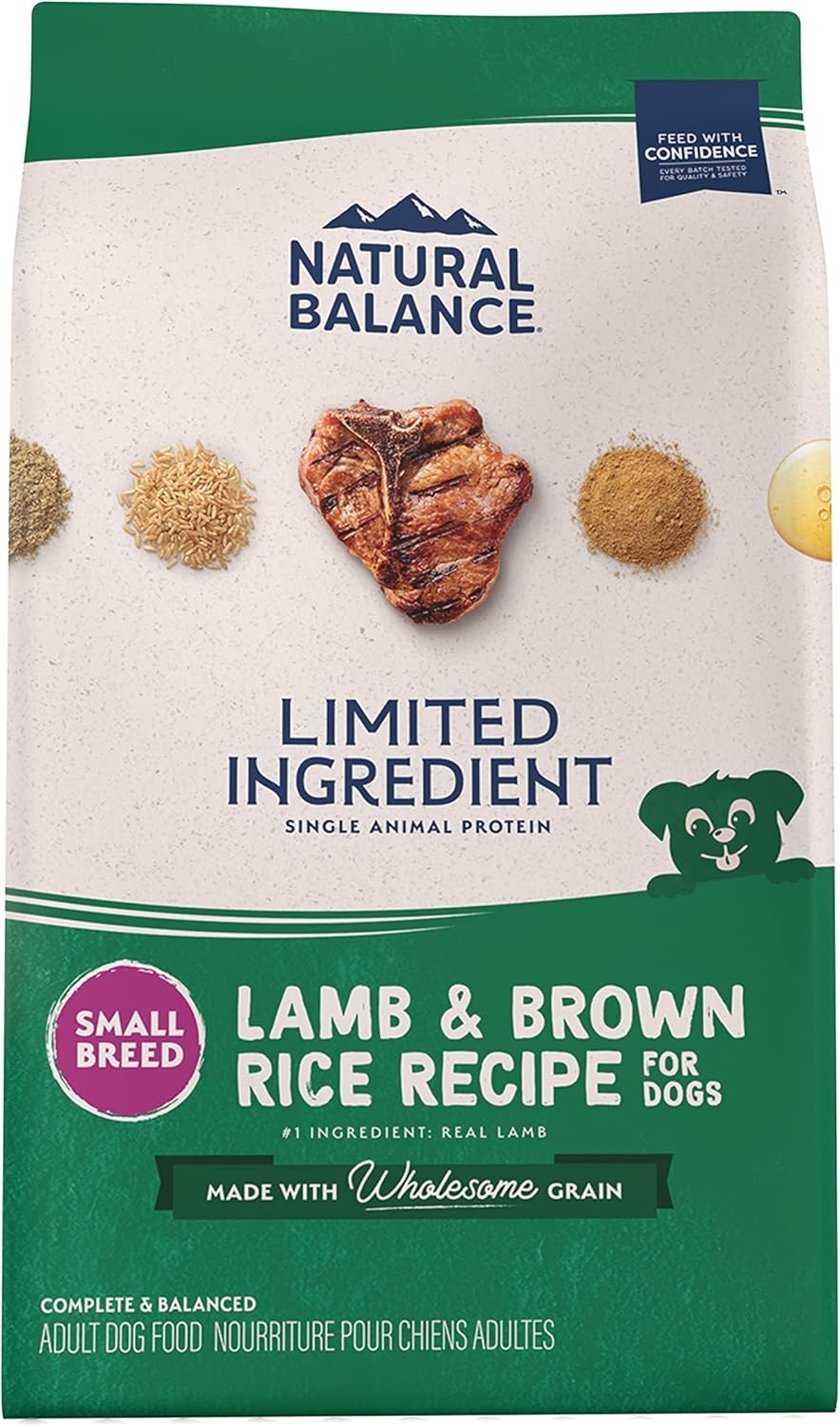 Natural Balance Limited Ingredient Small-Breed Adult Dry Dog Food With Healthy Grains, Lamb & Brown Rice Recipe, 4 Pound (Pack Of 1)