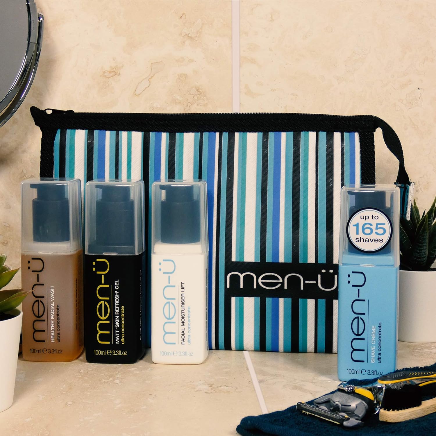 men-ü ULTIMATE SHAVE/SKIN KIT mens toiletries set - mens skincare kit w/the ultra-concentrate Shave Cream, Face Wash, Toner Gel & Aftershave balm 100ml : Amazon.co.uk: Health & Personal Care