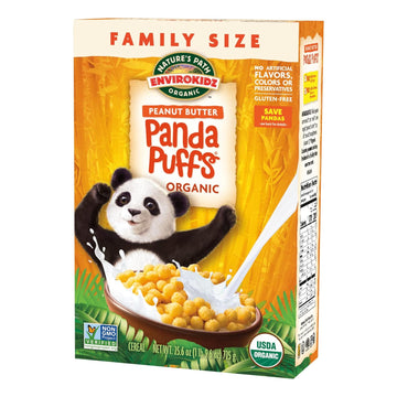 Panda Puffs Organic Peanut Butter Cereal, 25.6 Ounce (Pack of 6), Gluten Free, Non-GMO, EnviroKidz by Nature's Path