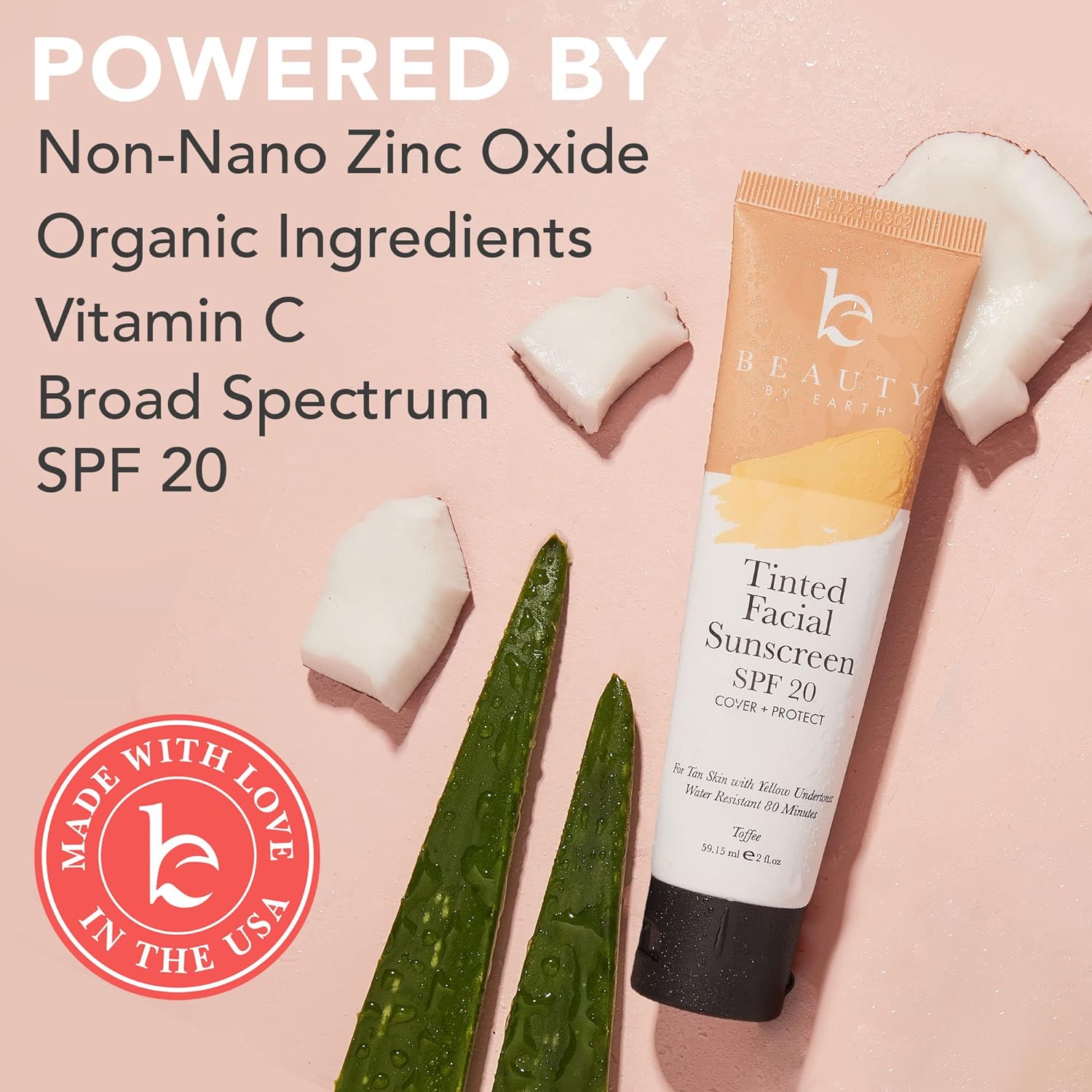 Tinted Sunscreen for Face - SPF 20 With Natural & Organic Ingredients Broad Spectrum Sunblock Lotion, Tinted Moisturizer Zinc Oxide Sunscreen Face for Skincare, Facial Sunscreen (Toffee) : Beauty & Personal Care
