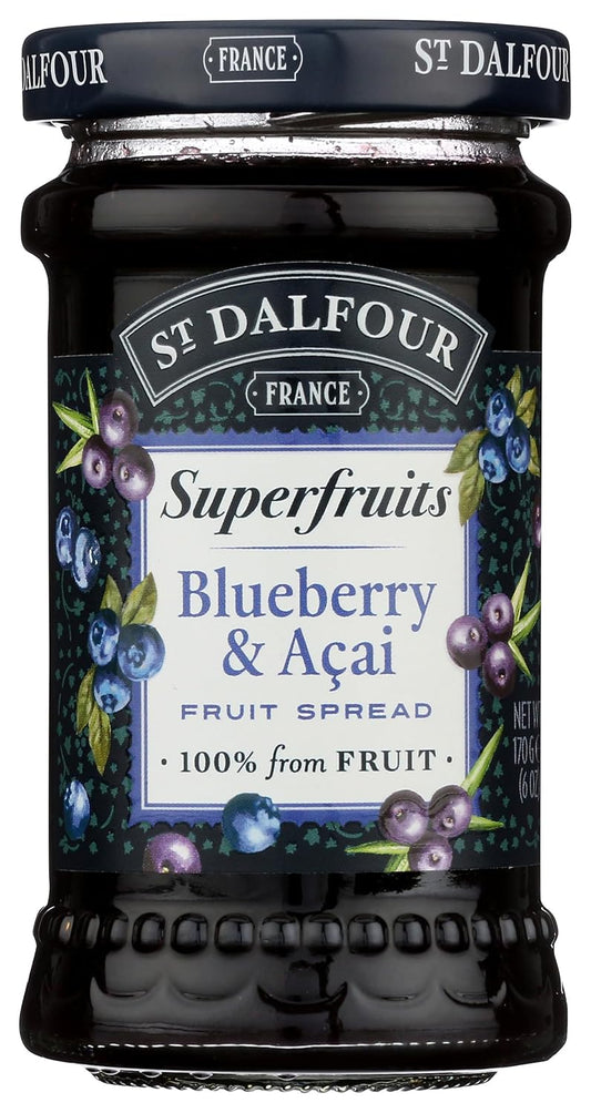St Dalfour Blueberry & Acai Superfruits Spread, 6 Oz : Grocery & Gourmet Food