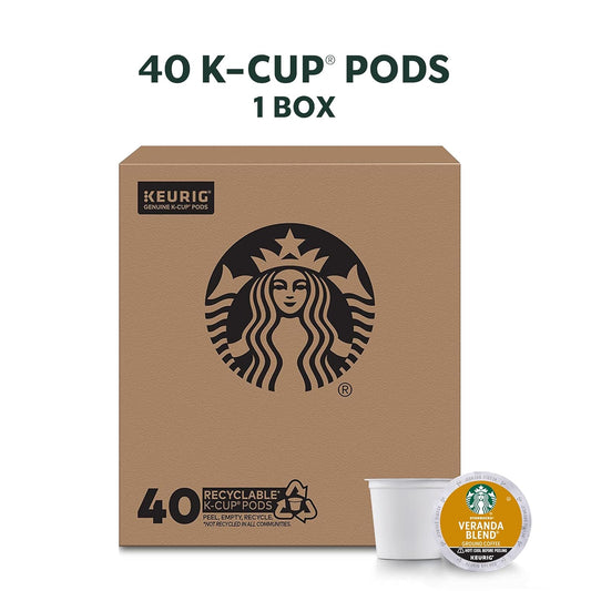 Starbucks Light Roast K-Cup Coffee Pods — Veranda For Keurig Brewers — 1 Box (40 Pods)