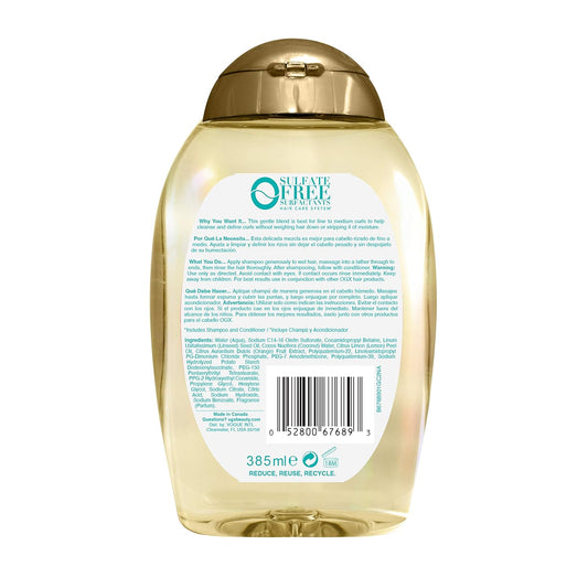 Ogx Lightweight + Coconut Fine Curls Shampoo, Lightweight, Shampoo For Curly Hair, Coconut Water Shampoo, Flaxseed Oil, Citrus Oil, 13 Fl Oz