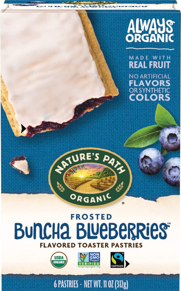 Nature's Path Organic Toaster Pastries, Frosted Buncha Blueberries, 72 Count (Pack of 12, 11 Oz Boxes), Made From Real Blueberries