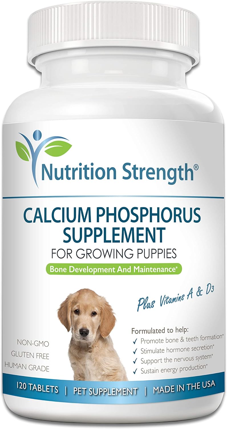 Calcium Phosphorus for Dogs Supplement, Provide Calcium for Puppies, Promote Healthy Dog Bones and Puppy Growth Rate, Dog Bone Supplement, 120 Chewable Tablets