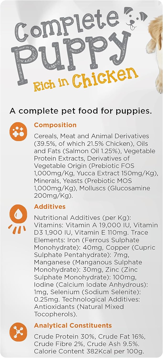 Webbox Complete Dry Puppy Food, Chicken and Vegetables - Supports Growth and Development, Added Prebiotic for Happy Tummies, Made in the UK (4 x 2.5kg Bags) :Pet Supplies