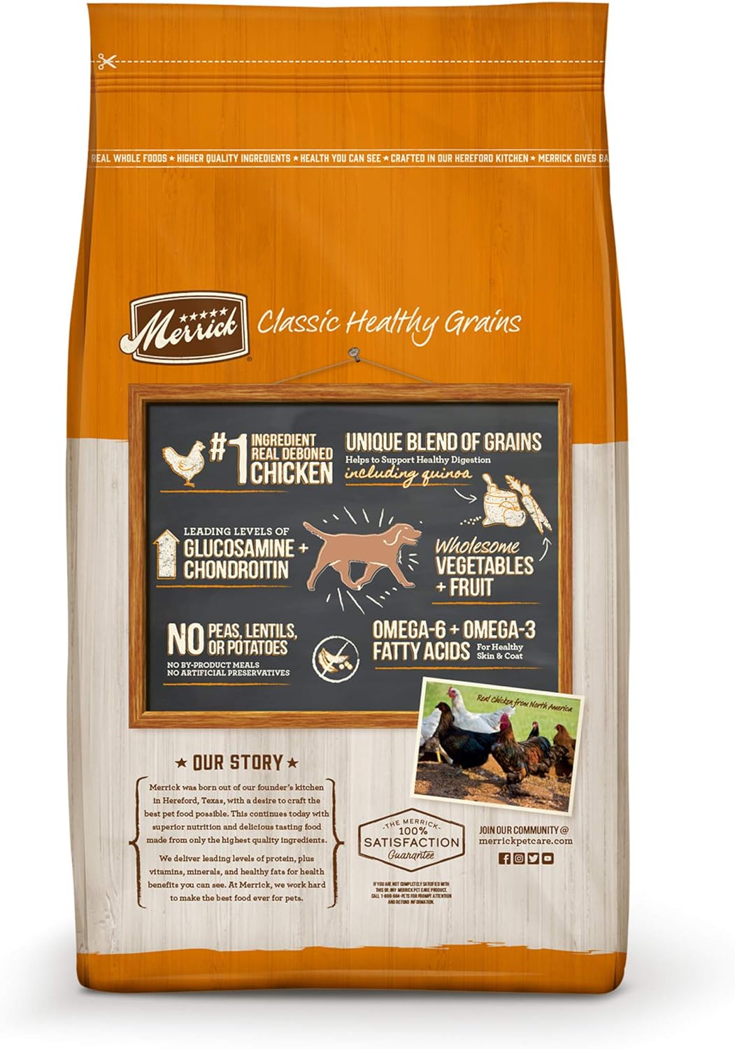 Merrick Healthy Grains Premium Adult Dry Dog Food, Wholesome And Natural Kibble With Chicken And Brown Rice - 4.0 lb. Bag : Pet Supplies
