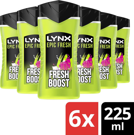 Lynx Epic Fresh 3-in-1 Bodywash shower gel with a grapefruit & tropical pineapple scent for a refreshing shower 6x 225 ml : Amazon.co.uk: Beauty