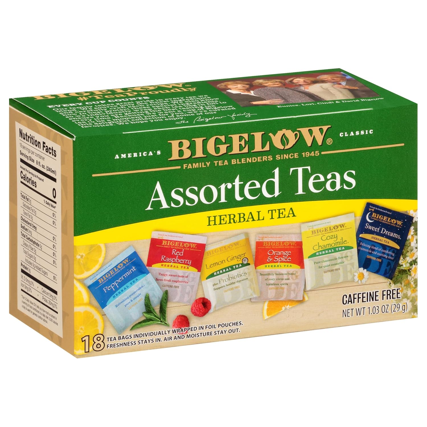 Bigelow Tea Assorted Herbal Tea Variety, Caffeine Free Tea With Mint, Lemon, Chamomile, Orange Or Herbal Teas, 18 Count Box (Pack Of 6), 108 Total Tea Bags (Packaging And Flavor Assortment May Vary)