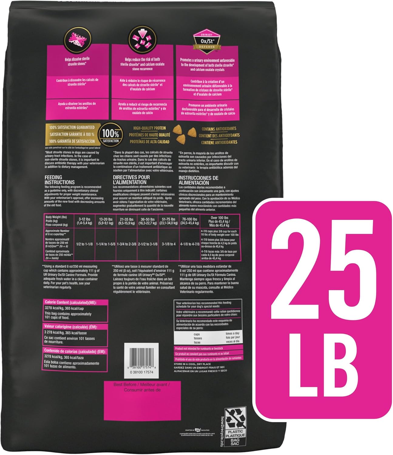 Purina Pro Plan Veterinary Diets UR Urinary Ox/St Canine Formula Dog Food Dry Kibble - 25 lb. Bag : Pet Supplies