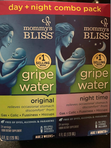 Mommy's Bliss Gripe Water for Babies with Gas, Colic or Stomach Discomfort Day & Night Combo : Baby