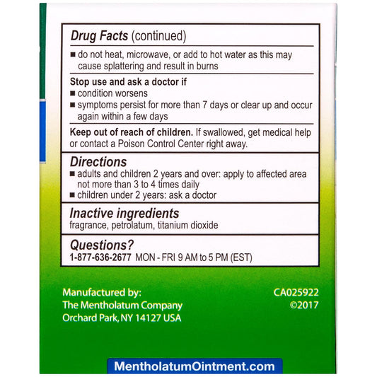 Mentholatum Original Vapor Chest Rub, Topical Analgesic Ointment, Vapors Soothe Nasal Passages & Relieve Chest And Muscle Aches Due To Cold & Cough, All-Natural Medicated Ingredients, 3.0 Oz
