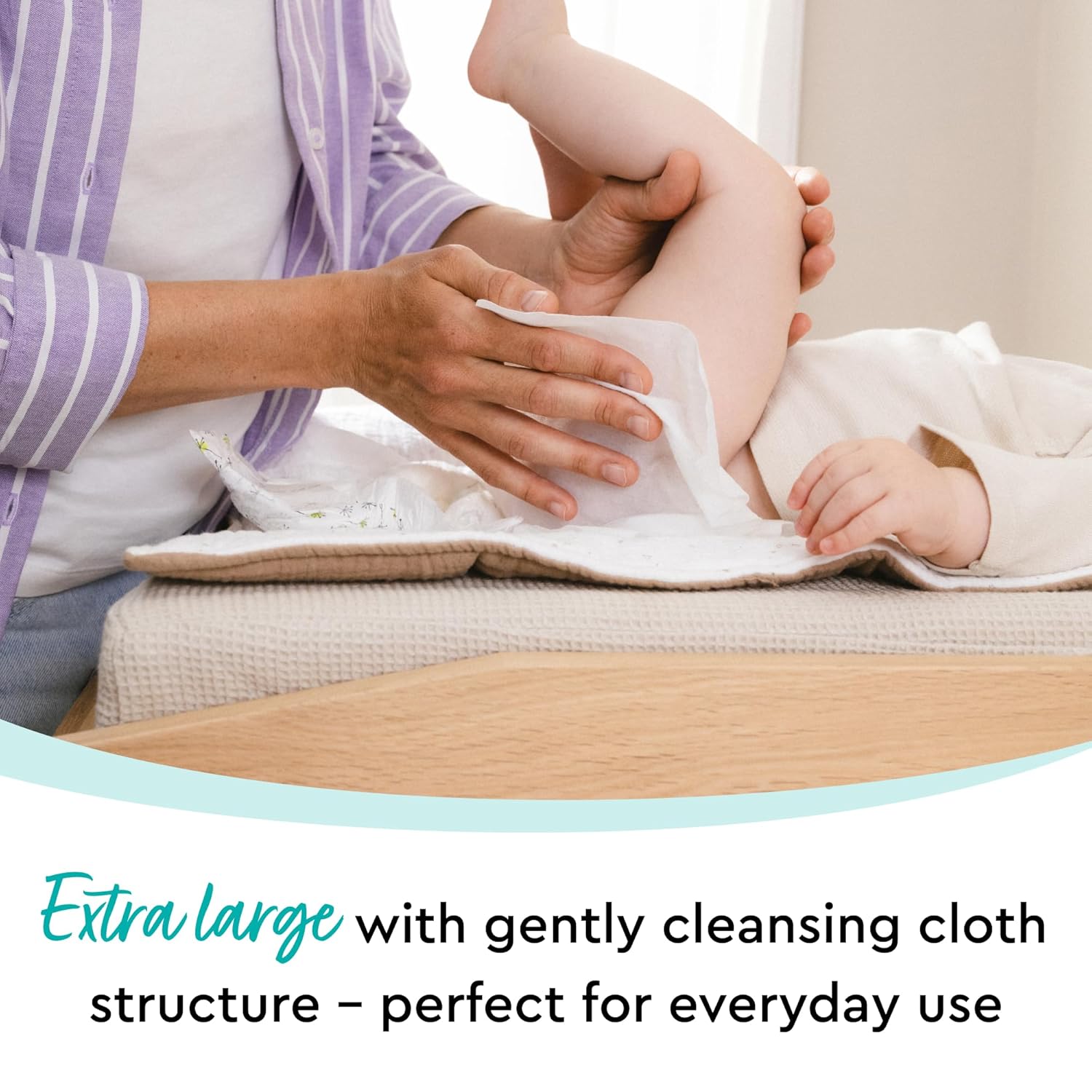 Hypoallergenic & Strong Baby Wipes With 99% Water, Unscented & Plastic-Free, 4 Resealable Packs (288 Wipes Total)