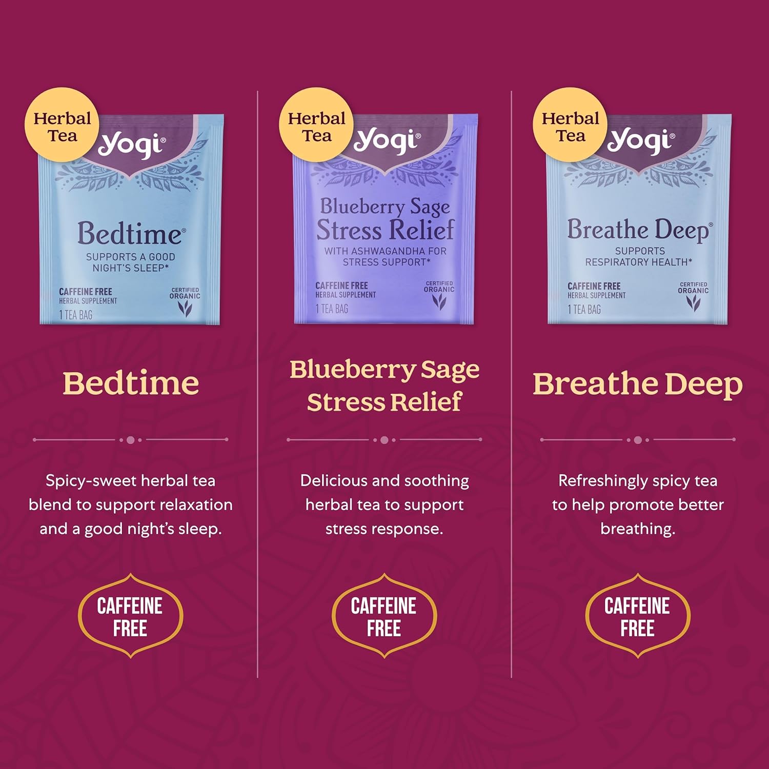 Get Well Yogi Tea Organic Sampler Gift Box - 5 Tea Bags Per Flavor (45 Tea Bags) - Assorted Delicious Wellness Teas - 9 Herbal Teas - Caffeine-Free Tea Variety Pack - Tea Gift Set