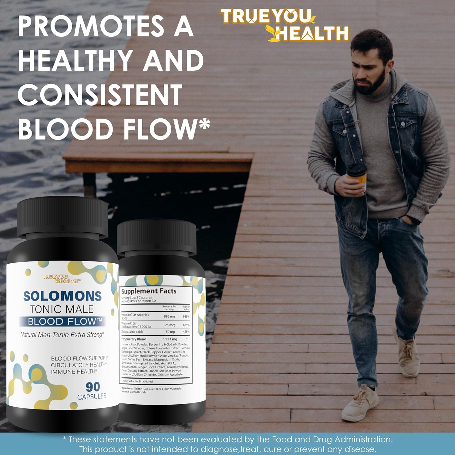Solomons Tonic - Our Best Mens Blood Flow Supplement - Good Blood Flow Support - Male Blood Flow Capsules - Max Blood Flow Pills - Blood Circulation Supplements For Men - Male Blood Circulation Pills : Health & Household