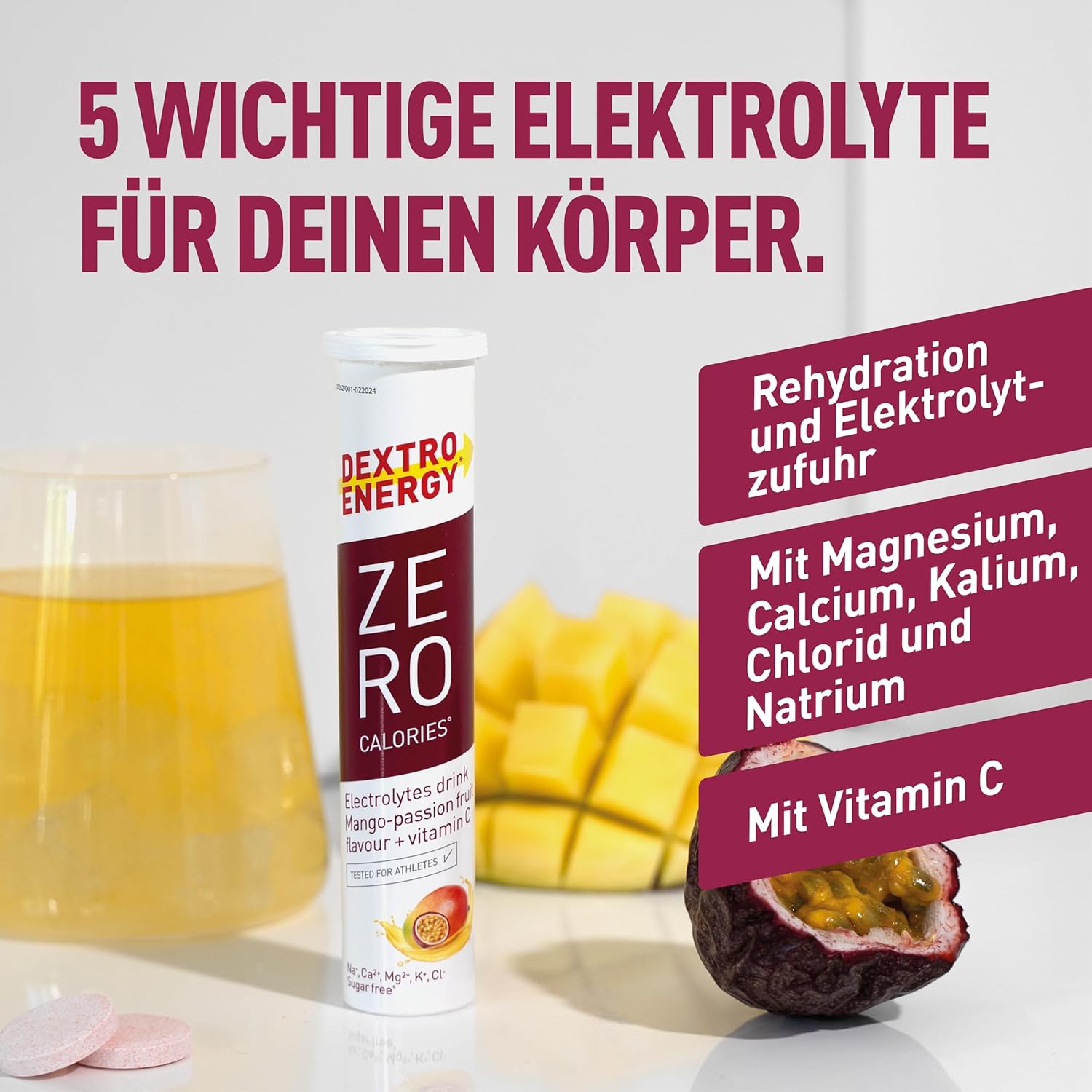 Dextro Energy Zero Calories Mango and Passionfruit I Electrolytes Sports Drink I Effervescent Tablets | Rapid Recovery and Hydration Electrolyte Drink I with Vitamin C I Vegan I 3 Tubes, 60 Tablets : Amazon.co.uk: Grocery
