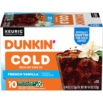 Dunkin' Cold French Vanilla Flavored Coffee, 60 Keurig K-Cups