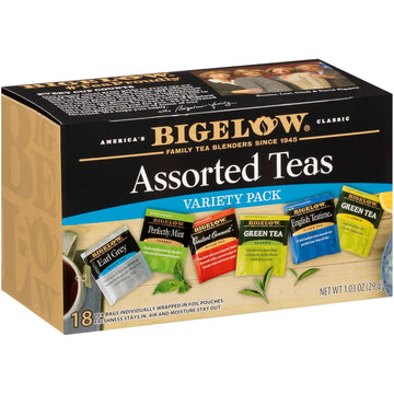 Bigelow Tea Collection Black & Green Teabags Box, Caffeinated, Packaging & Flavor Assortment May Vary, Assorted, 18 Count, Pack Of 6