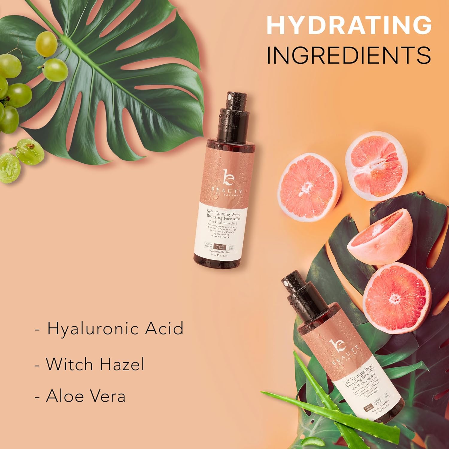Beauty by Earth Self Tanning Face Mist - Fair to Medium Fake Tan Face Tanning Spray - Sunless Tanning Spray Facial Tanner - Face Tan Spray - Tanning Water Spray - Face Tanner Mist : Beauty & Personal Care
