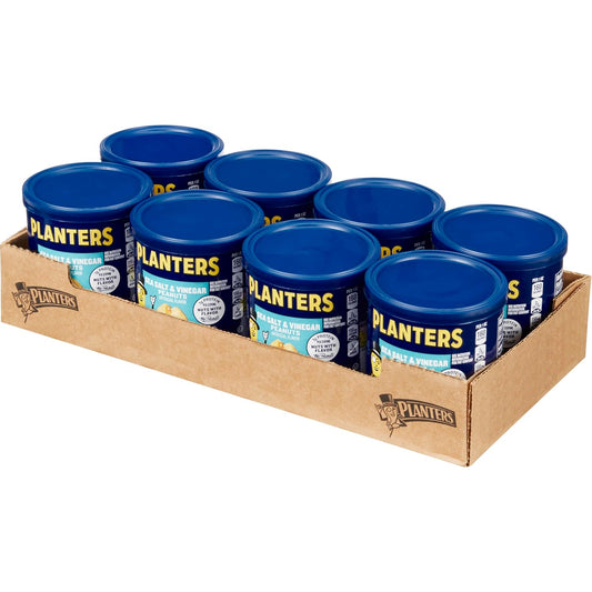 Planters Sea Salt & Vinegar Peanuts (8 Ct Pack, 6 Oz Canisters)